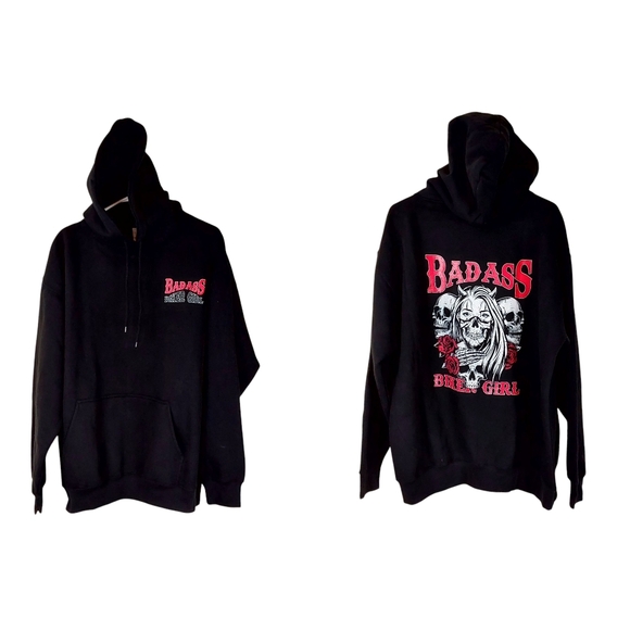 Badass Biker Girl Hood Sweatshirt - Picture 1 of 8